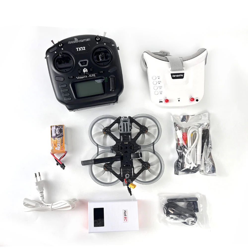 DarwinFPV CineApe 25 RTF kit includes TX12 transmitter and VR009 goggles for an immersive FPV experi