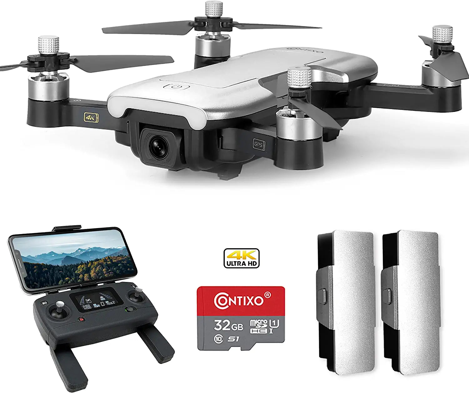 Contixo F30 Drone - for Kids & Adults WiFi 4K HD UHD Camera and GPS, FPV Quadcopter for Beginners, F