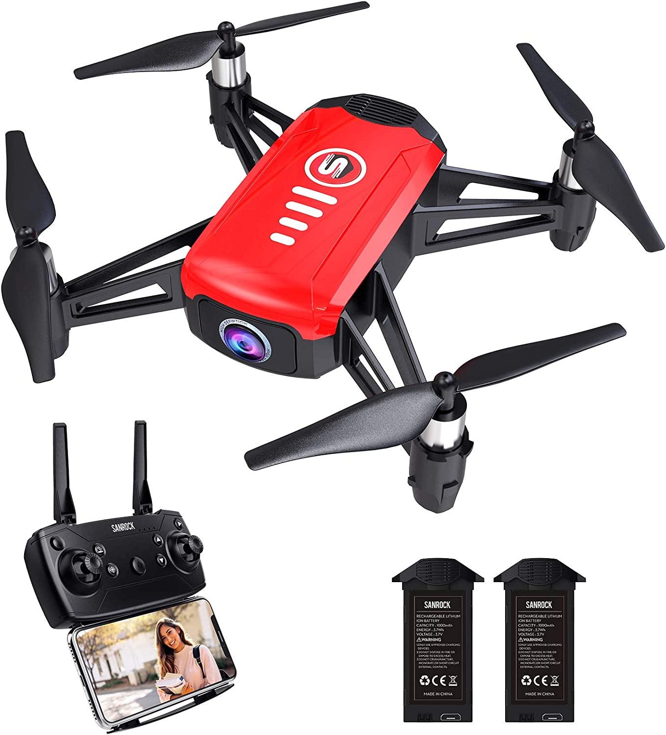 SANROCK H818 Mini Drone - for Kids, RC Quadcopter with Camera, Support Altitude Hold, Route Mode, Ge