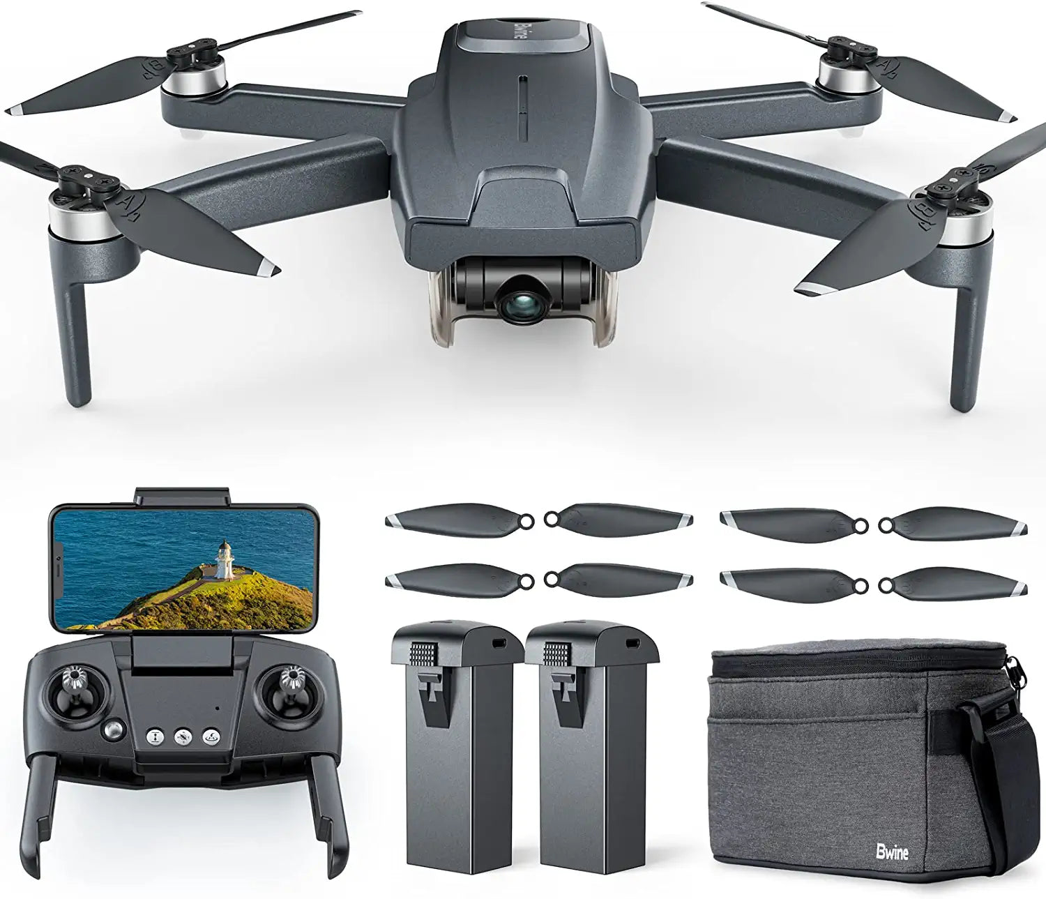 Bwine F7 MINI Drone - with 60Mins GPS 4K HD UHD Camera for Adults - 5GH FPV RC Quadcopter with Brush