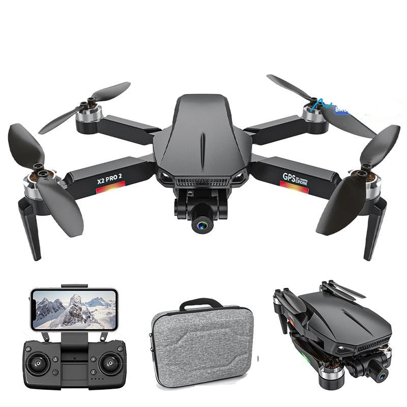 X2 Pro2 GPS Drone - 2023 New 4K HD 1080P Dual Camera Mechanical 2-Axis Gimbal Dual Camera 5G WIFI Br