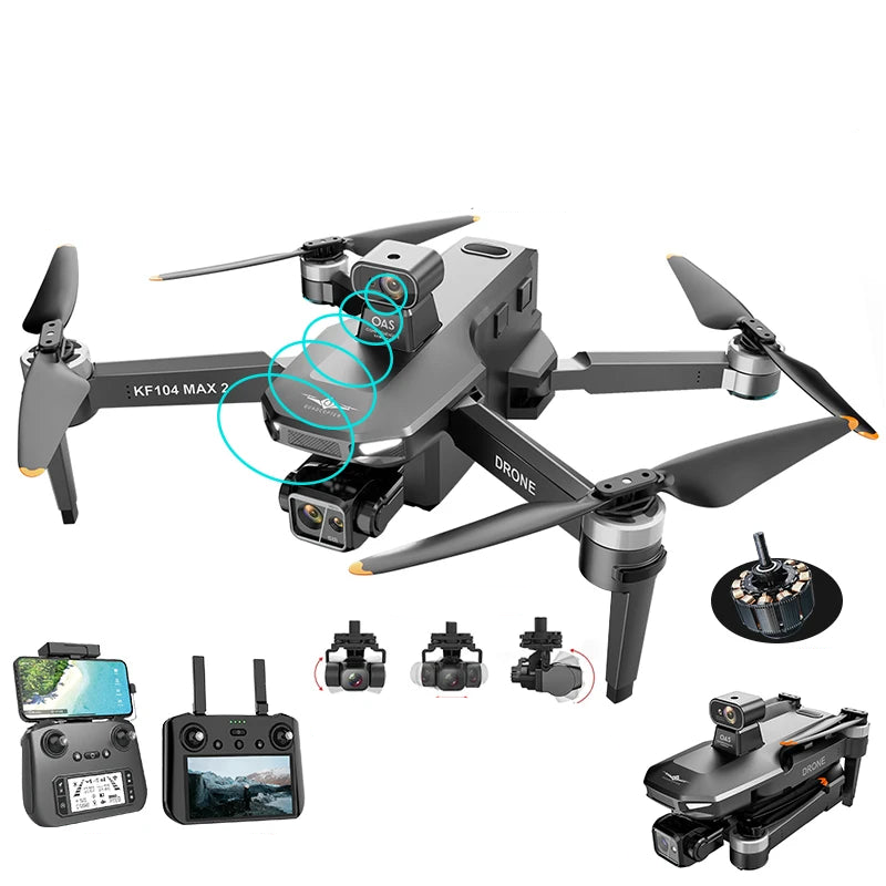 KF104 MAX2 Drone - 4K Camera 3-Axis Gimbal WIFI 360 Obstacle Avoidance Touch Screen Brushless GPS Dr