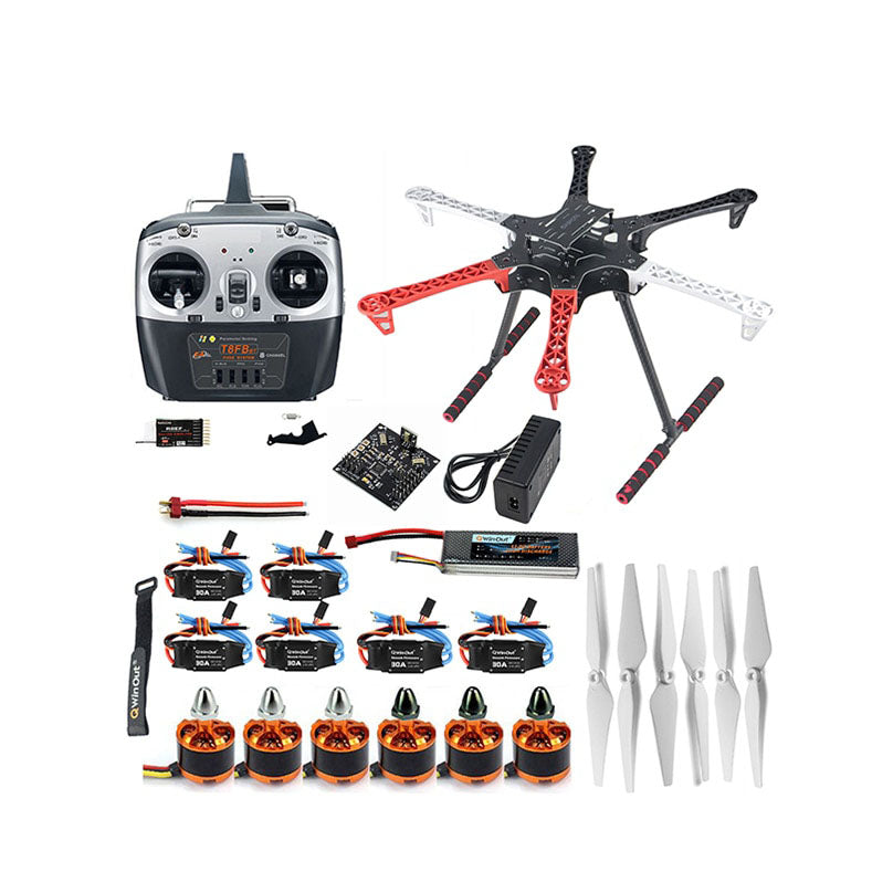 JMT DIY F550 6-Axle RC Hexacopter Drone Kit - 2212 920KV CW CCW Brushless Motor 9443 Propeller T8FB